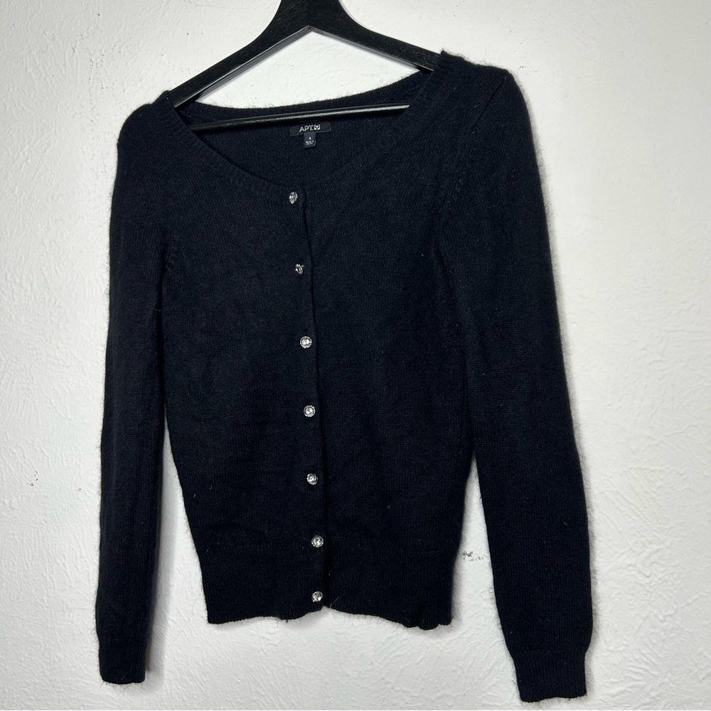 Apt 9 Angora Sweater Crystal Buttons Rhinestone Blackk Size Small
